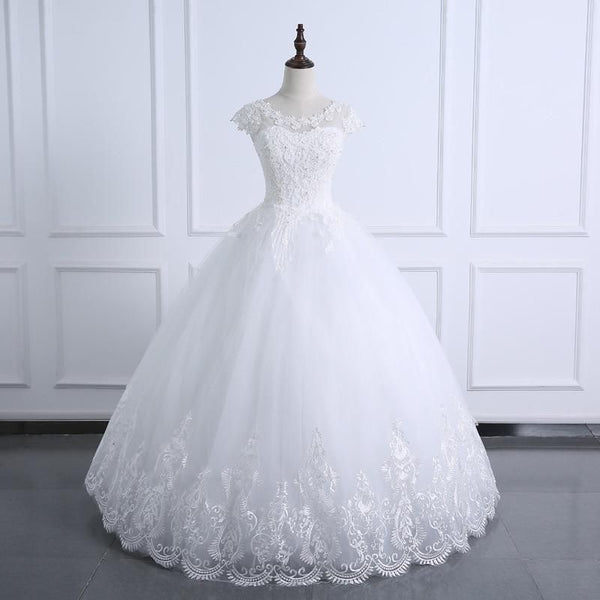 Sexy Lace Wedding Dress New Style Applique Wedding Dress Beading Ball Gown | EdleessFashion