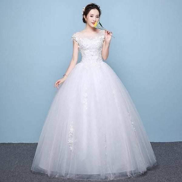 New Simple O Neck Wedding Dress | EdleessFashion