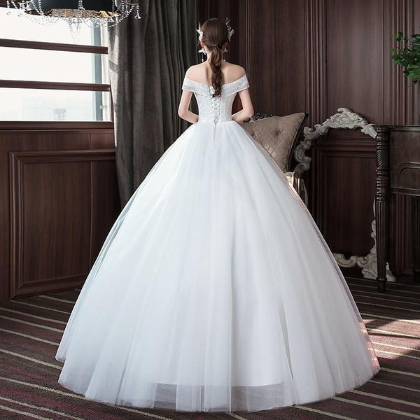 Sexy New Wedding Dress Elegant Boat Neck Gown - EdleessFashion