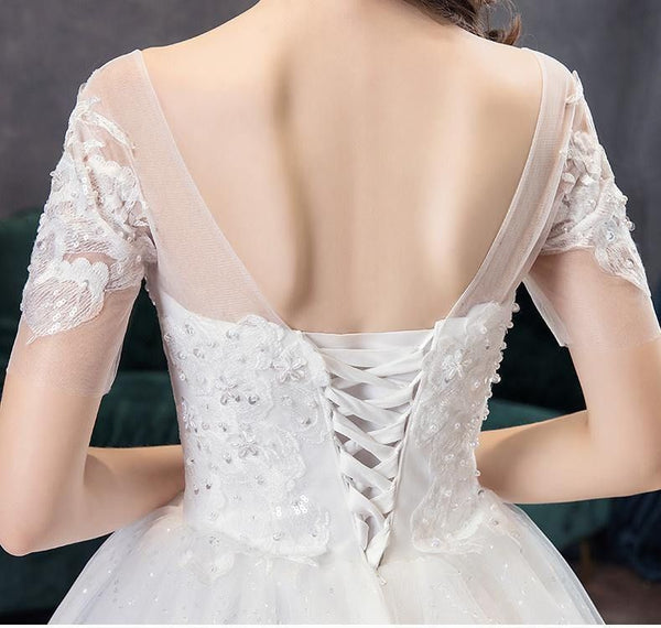 New Classic Champagne Luxury New Wedding Dress Sexy Illusion Lace Embroidery | EdleessFashion