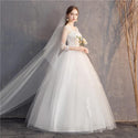 Half Sleeve Wedding Dress Fashion Lace Elegant Princess Bridal Dress | EdleessFashion