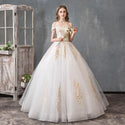 Sexy Boat Neck Wedding Dress Luxury Lace Embroidery Slim Princess Ball Gown | EdleessFashion