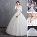 New Vintage Wedding Dress Short Sleeve Elegant O Neck Lace | EdleessFashion