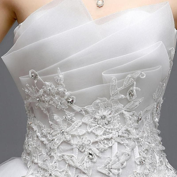 Sexy Strapless Wedding Dress Off White Floor Length Ball Gown | EdleessFashion