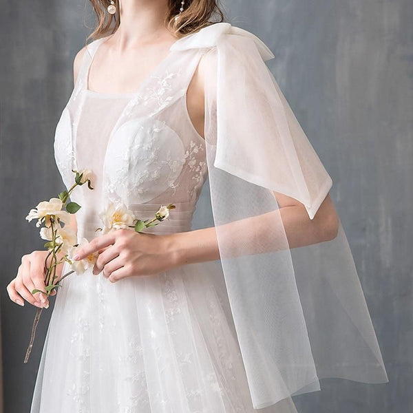 New A-line beautiful Wedding Dress With Small Train | EdleessFashion