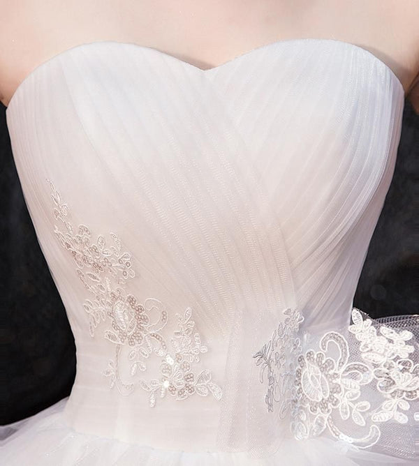 Sexy Strapless Sleeveless Flower Wedding Gown | EdleessFashion
