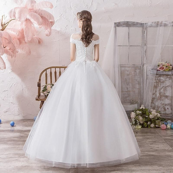Vintage High Neck Luxury Wedding Dress with Short Sleeve | EdleessFashion