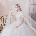 Vintage High Neck Luxury Wedding Dress with Short Sleeve | EdleessFashion