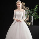 Elegant Half Sleeve Lace Luxury Wedding Dress | EdleessFashion