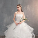 Sleeveless Embroidered Strapless Wedding Gown | EdleessFashion