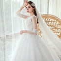 Sexy Wedding Dress O Neck Long Sleeve Gown | EdleessFashion