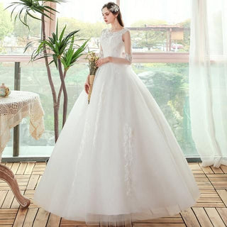 Sexy Wedding Dress O Neck Long Sleeve Gown | EdleessFashion
