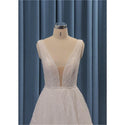 Shiny Simple Wedding Dress V-Neck A-Line Gown | EdleessFashion