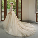 A-Line Luxury Appliques Beaded Wedding Gown | EdleessFashion