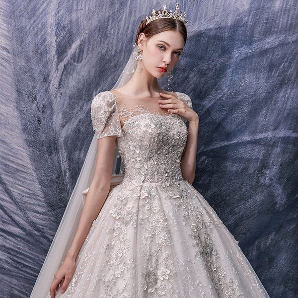 New Luxurious Wedding Dress with Beaded Crystal Bridal Gown | EdleessFashion