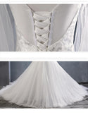 Sexy Court Train Mermaid Wedding Dress with Batwing Sleeves | EdleessFashion