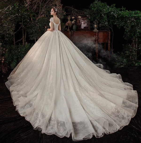 Luxury Wedding Dress With Sparkling Shiny Crystal Beads | EdleessFashion