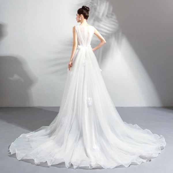 Fairy V-neck Wedding Dresses with Chapel Train | EdleessFashion