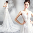 Fairy V-neck Wedding Dresses with Chapel Train | EdleessFashion
