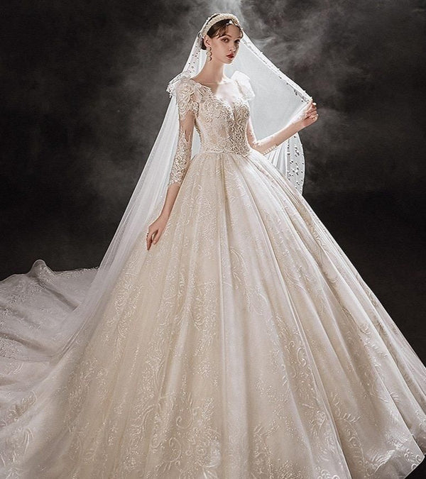 Luxurious Princess Wedding Dresses with Shiny Pearls | EdleessFashion