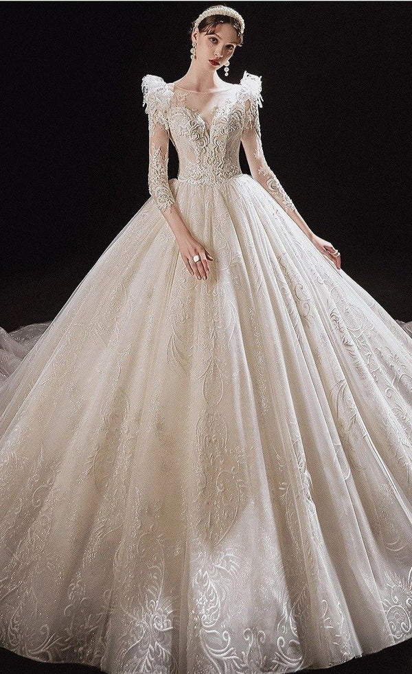 Luxurious Princess Wedding Dresses with Shiny Pearls | EdleessFashion