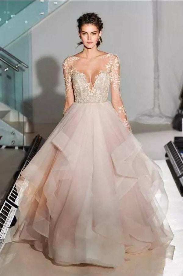 Luxury Princess Wedding Dress with Long Sleeve | EdleessFashion