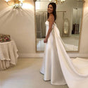 Satin A-line Wedding Dresses Strapless with Chapel Train | EdleessFashion