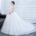 Gorgeous Long Train Wedding Dresses Lace Beaded Ball Gown | EdleessFashion